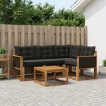 vidaXL Ensemble de canapés d'extérieur 5 pc Naturel et noir