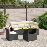 vidaXL Salon de jardin 6 Pièces avec coussins noir résine tressée