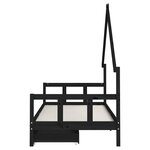 vidaXL Cadre de lit enfant avec tiroirs noir 90x200 cm bois pin massif