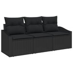 vidaXL Ensemble de salle à manger de jardin 3 pièces avec coussins en poly rattan noir