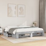 vidaXL Cadre de lit sans matelas gris béton 200x200 cm bois ingénierie