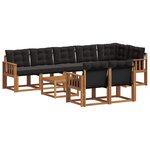 vidaXL Ensemble de canapés d'extérieur 9 pc Naturel et Noir