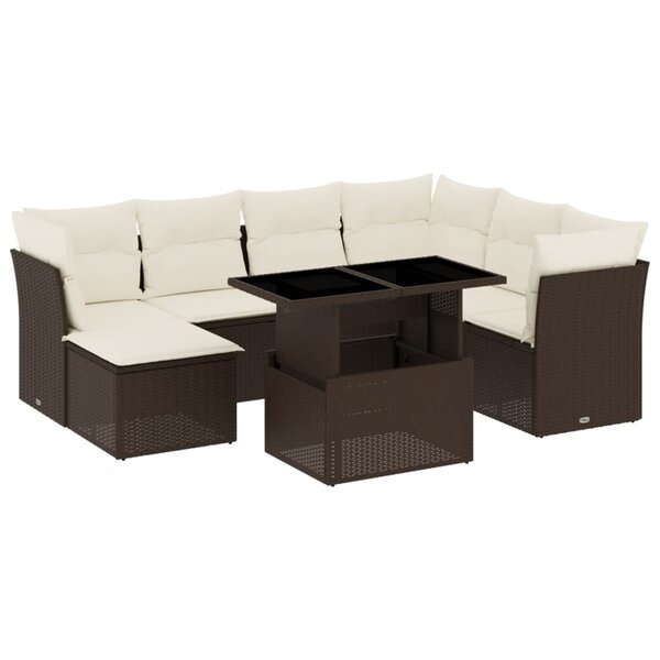 vidaXL Salon de jardin 8 Pièces avec coussins marron résine tressée