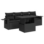 vidaXL Salon de jardin 5 Pièces avec coussins noir résine tressée