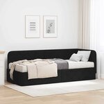 vidaXL Cadre de lit d'angle avec matelas Noir 80 x 200 cm tissu