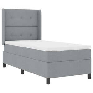 vidaXL Lit à ressort LED avec matelas Gris clair 90 x 200 cm tissu