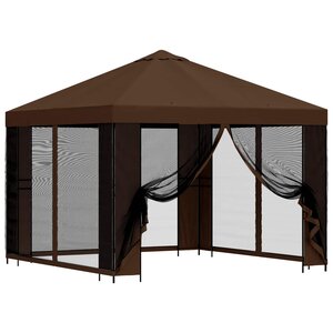 vidaXL Abri de jardin avec parois 3 x 3 m Marron Polyester et Acier