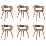 vidaXL Chaise à manger lot de 6 gris clair bois courbé et tissu