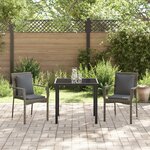 vidaXL Ensemble de salle à manger de jardin 3 pièces avec coussins Gris Poly Rattan
