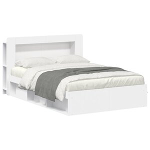 vidaXL Cadre de lit avec rangement avec tête de lit Blanc 160 x 200 cm