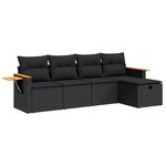 vidaXL Salon de jardin 5 Pièces avec coussins noir résine tressée