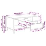 vidaXL Table basse Chêne noir 90 x 49 x 45 cm Bois d'ingénierie