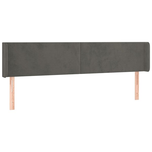 vidaXL Tête de lit avec oreilles Gris foncé 203x16x78/88 cm Velours