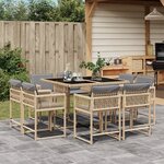 vidaXL Ensemble à manger de jardin et coussins 9 Pièces mélange beige