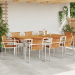 Ensemble de salle à manger jardin vidaXL 9 pièces en teck massif