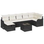 vidaXL Ensemble de canapé de jardin avec coussin 8 Pièces Noir et crème
