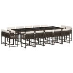 vidaXL Ensemble à manger de jardin avec coussins 15 Pièces marron rotin