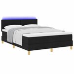 vidaXL Lit à ressort LED avec matelas avec LED Noir 160 x 200 cm tissu
