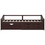 vidaXL Lit de repos 3 places à tiroirs Marron foncé Pin 90x200 cm