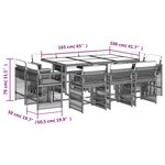 vidaXL Ensemble à manger de jardin et coussins 11 Pièces marron rotin