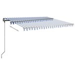 vidaXL Auvent manuel rétractable sur pied 400x300 cm Bleu et blanc