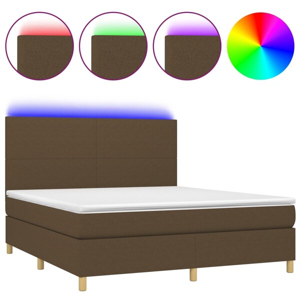 vidaXL Sommier à lattes de lit matelas et LED Marron foncé 180x200 cm