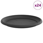 vidaXL Plateau à fleurs rond 24 Pièces Noir Ø 27 x 2 5 cm Plastique