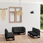vidaXL Salon de jardin 6 Pièces avec coussins Bois de pin massif