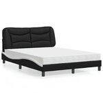 vidaXL Lit avec matelas noir et blanc 140x200 cm similicuir
