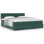 vidaXL Cadre de lit ottoman avec matelas vert foncé 200x200 cm velours