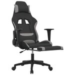 vidaXL Chaise de jeu de massage repose-pied Noir et gris clair Tissu