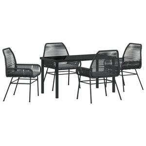 vidaXL Ensemble de salle à manger de jardin 5 pièces avec coussins Noir Rattan Poly