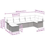 vidaXL Ensemble de canapé de jardin 7 Pièces Gris et marine polyrotin