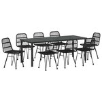 vidaXL Ensemble de salle à manger pour jardin 9 Pièces Noir