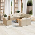 vidaXL Salon de jardin avec coussins 12 Pièces beige résine tressée