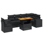 vidaXL Salon de jardin 7 Pièces avec coussins noir résine tressée