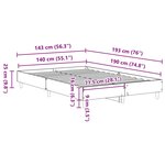 Lit vidaXL 140x190 cm en bois d'ingénierie chêne noir