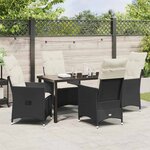 vidaXL Ensemble de salle à manger pour jardin 5 Pièces Noir Poly rotin