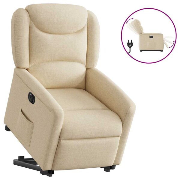 vidaXL Fauteuil inclinable électrique crème tissu