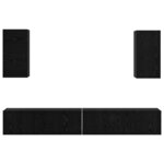 vidaXL Meuble TV mural 3 Pièces Chêne noir Bois d'ingénierie