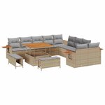 vidaXL Ensemble de canapé de jardin 13 Pièces Beige polyrotin