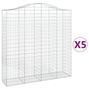 vidaXL Paniers à gabions arqués 5 Pièces 200x50x200/220 cm Fer galvanisé