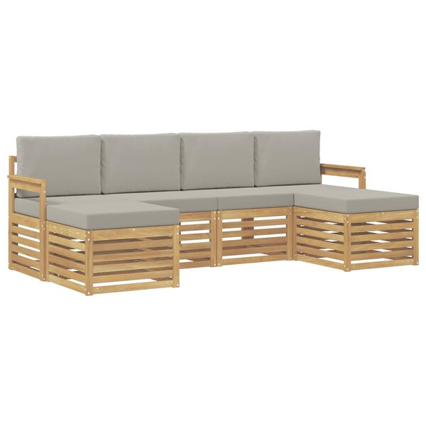 vidaXL Ensemble de canapés d'extérieur 5 Pièces Blanc et gris clair