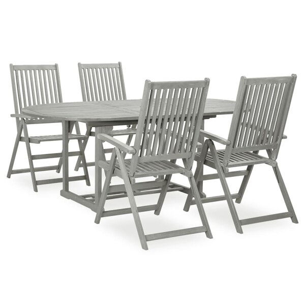 vidaXL Ensemble de salle à manger de jardin 5 pièces (150-200) x 100 cm en bois d'acacia massif gris