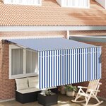 vidaXL Auvent Rétractable Bleu et blanc 300 x 250 cm tissu
