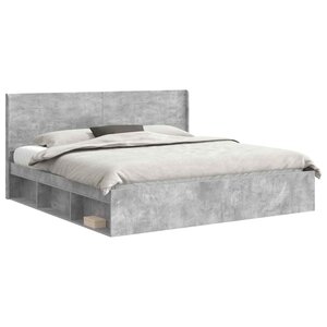 vidaXL Cadre de lit avec rangement et tête de lit Gris béton