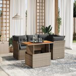 vidaXL Salon de jardin 5 Pièces avec coussins gris résine tressée