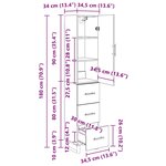 vidaXL Haut Armoire avec tiroir Chêne artisanal 34 5 x 34 x 180 cm