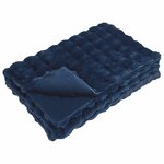 vidaXL Couverture en Fourrure de Lapin Synthétique Olite Bleu Marine