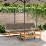 vidaXL Canapés centraux palette de jardin et coussins 2Pièces bois acacia